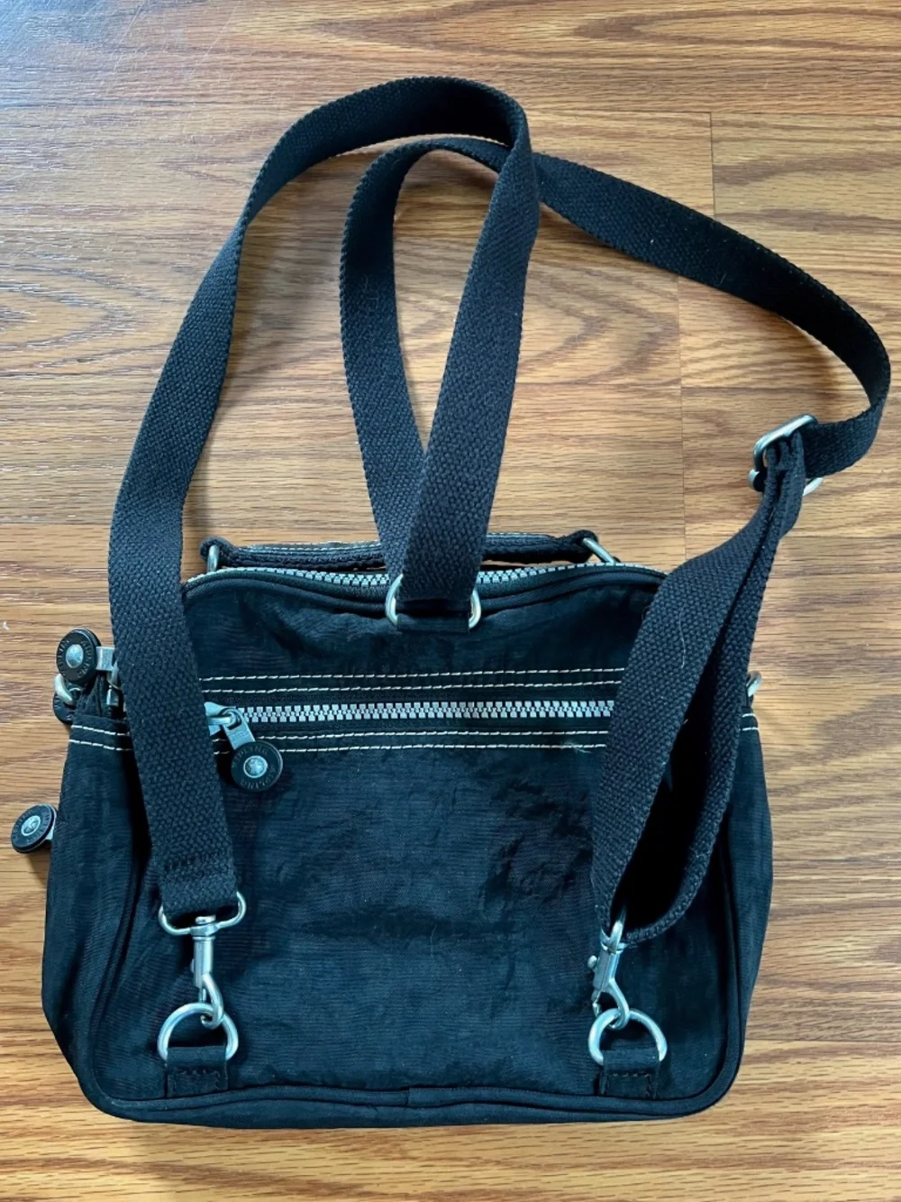 Kipling Women's Black Crossbody Mini Bag Adjustable Straps Vegan Travel Backpack